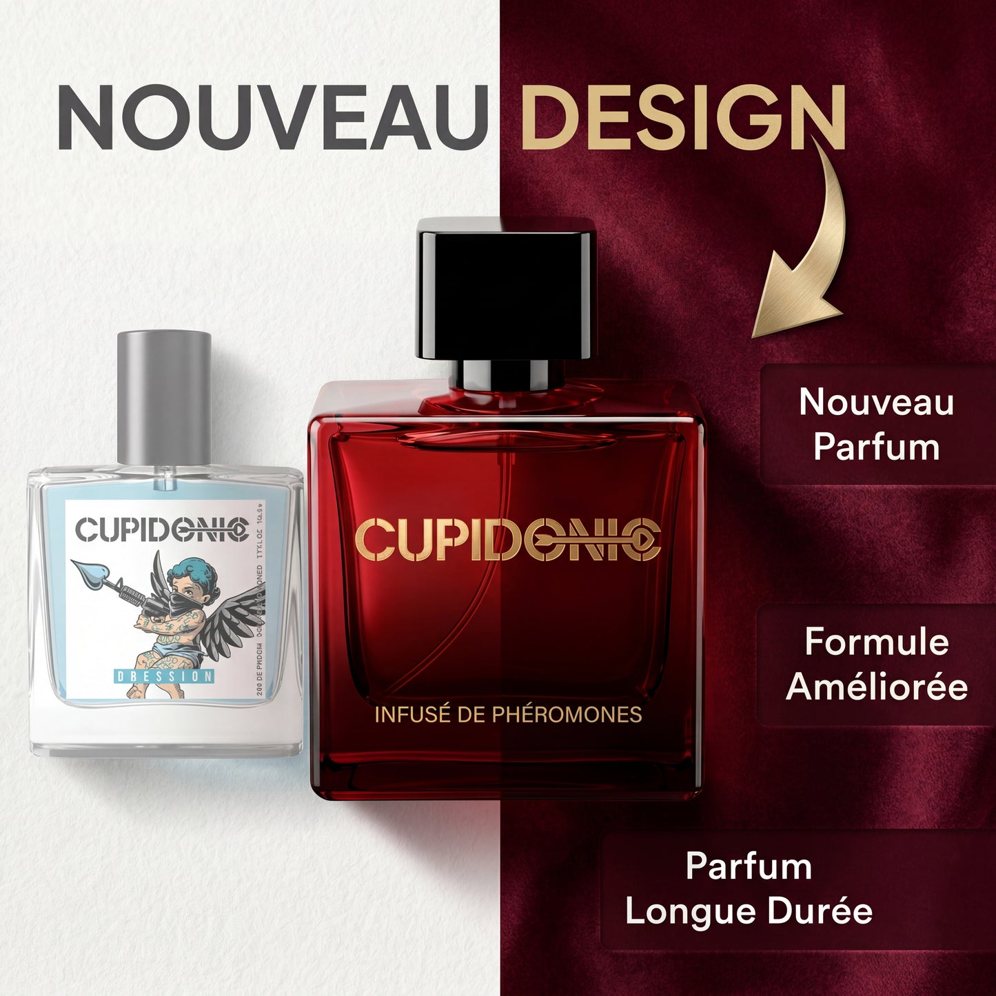 Nouveau design Cupidonic Obsession 2, parfum aux phéromones avec formule améliorée longue durée